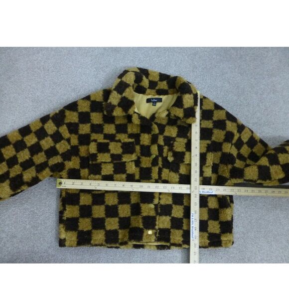 Lulu's Fuzzy Brown Checkered Fleece Jacket (Size L) - Picture 9 of 12